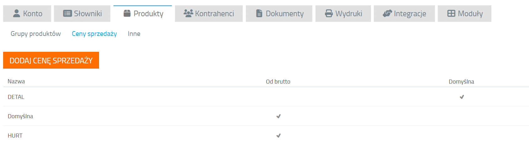 Okno dodawanie grup cenowych