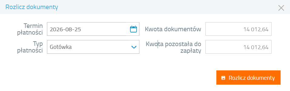 Okno rozliczenia masowego dokument&oacute;w