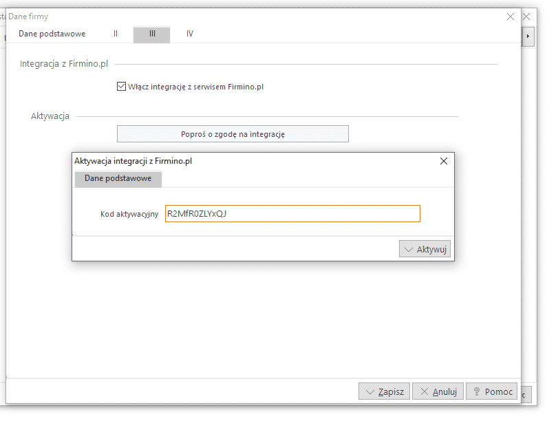 Aktywacja integracji z Firmino