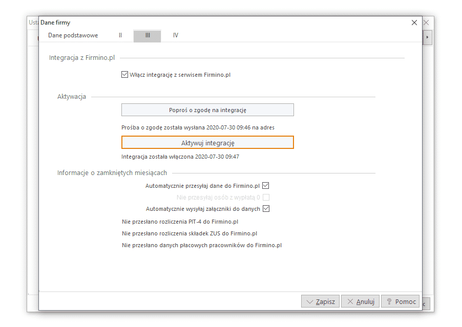 Aktywacja integracji z programem Firmino