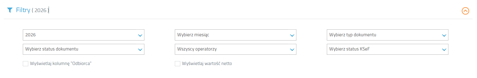 Filtry dostępne w korektach dokument&oacute;w