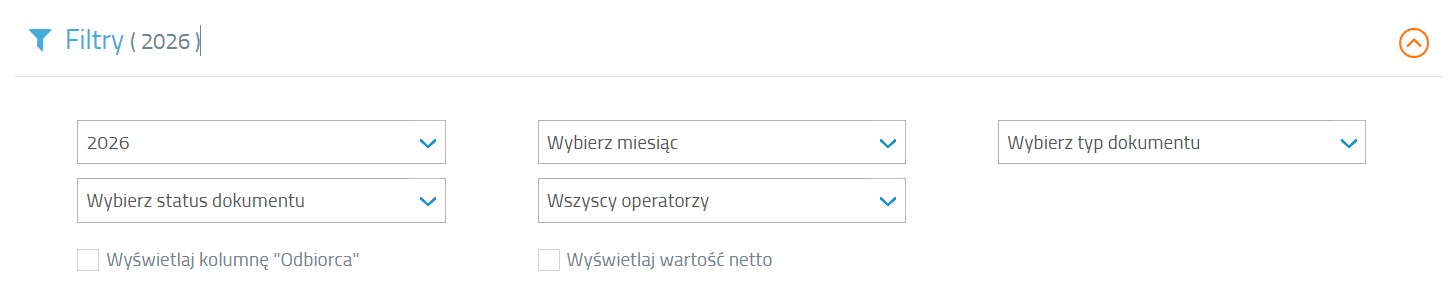 Filtry na dokumentach proforma