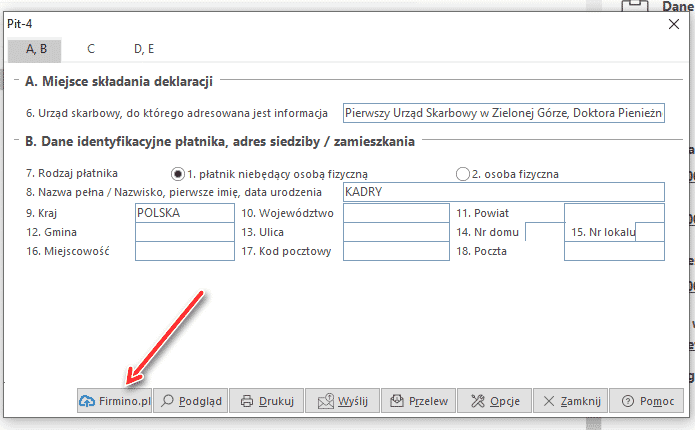 Przesyłanie danych o zaliczkach na podatek dochodowy PIT-4