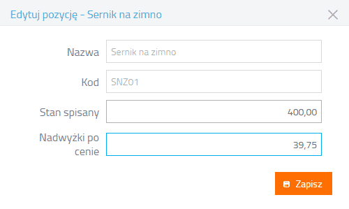 Edycja pozycji