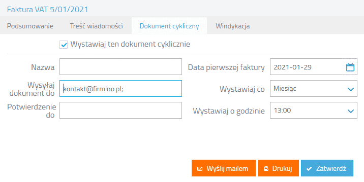 Faktura cykliczna na podstawie nowej faktury