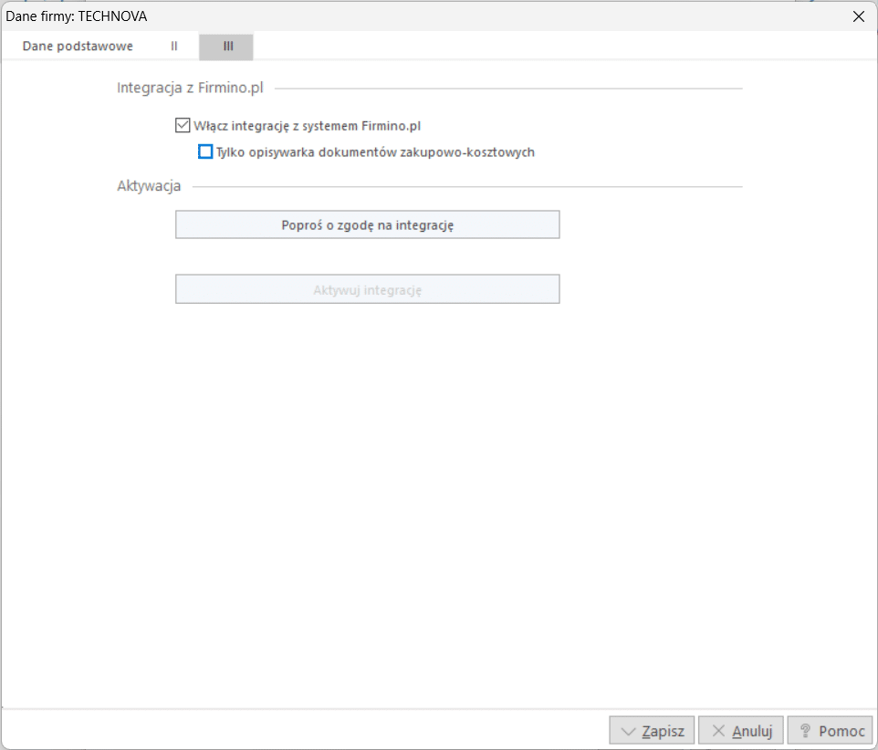 Integracja programu Ala - Księga Podatkowa z kontem Firmino.pl - krok 1