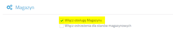 Włączenie magazynu