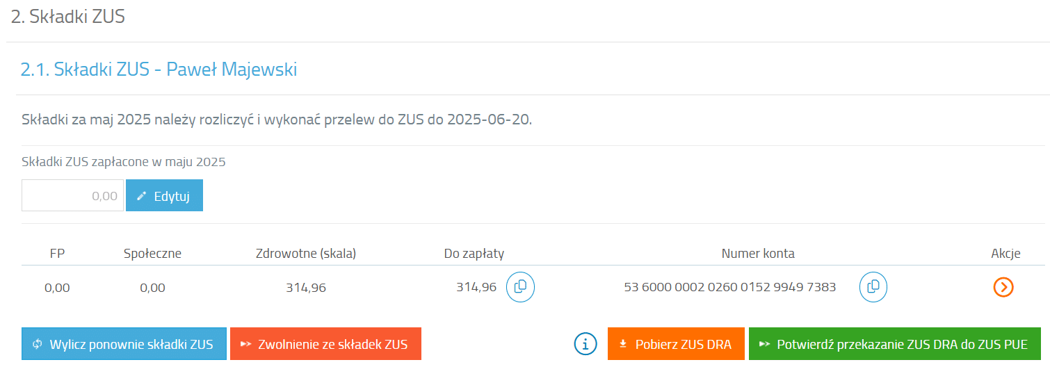Potwierdzenie wyliczenia składek ZUS