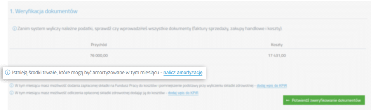 Naliczenie amortyzacji