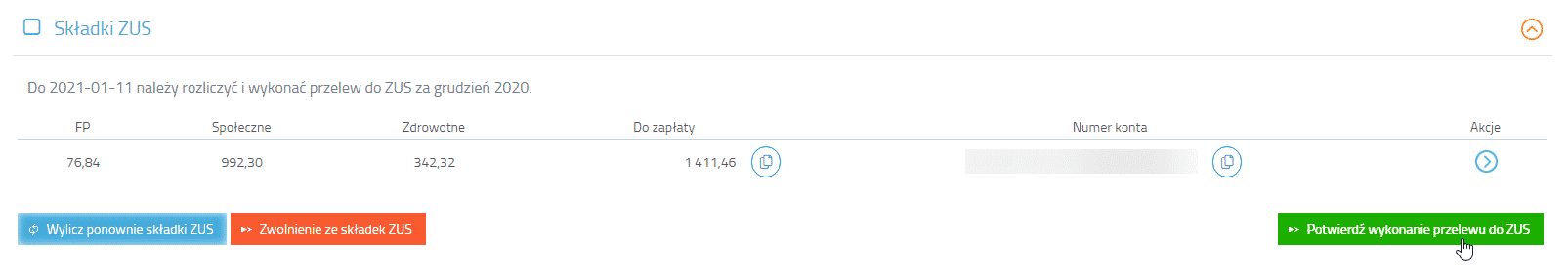 Potwierdzenie wykonania przelewu do ZUS
