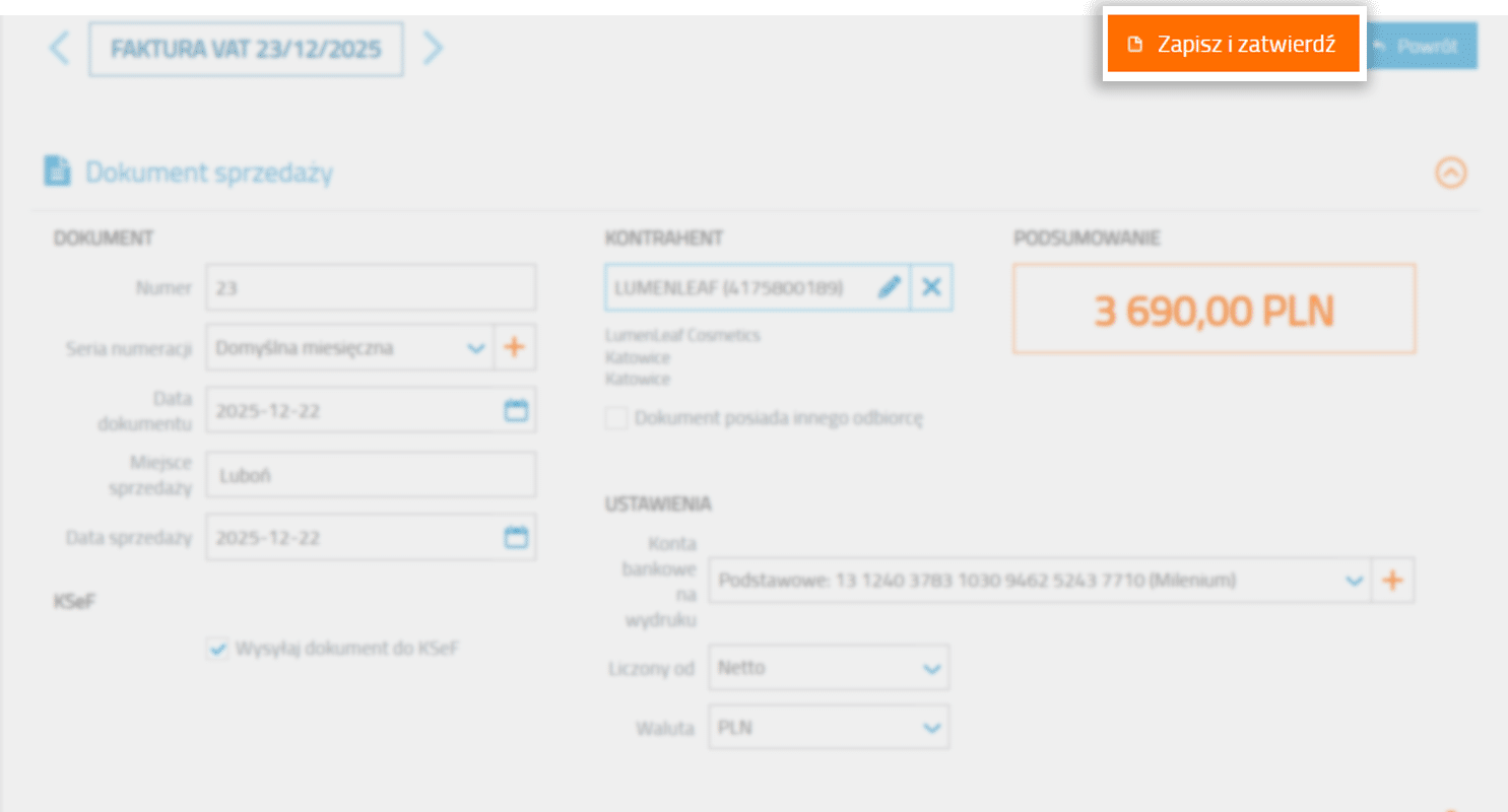 Zatwierdzanie faktury sprzedaży