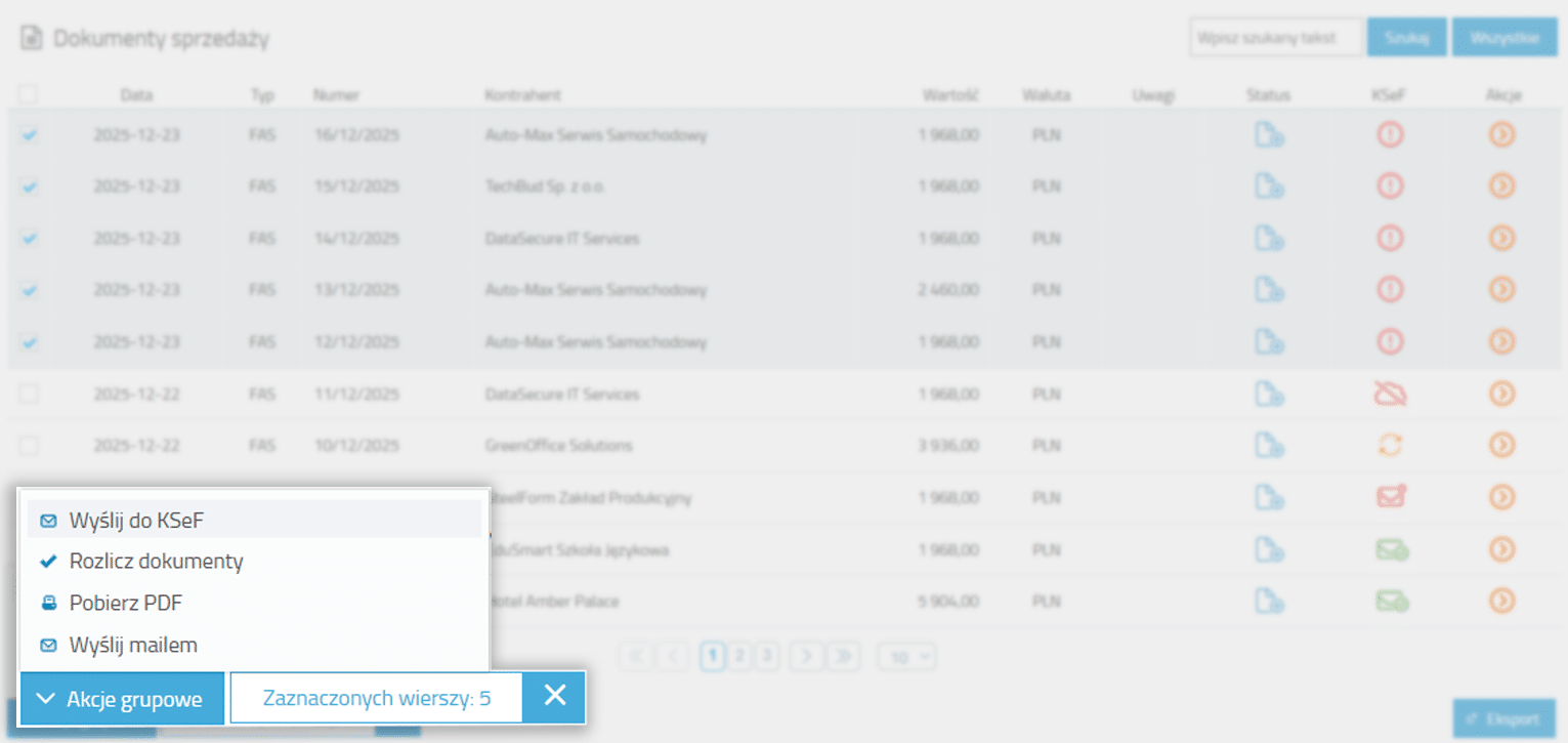 Masowe wysyłanie faktur do KSeF