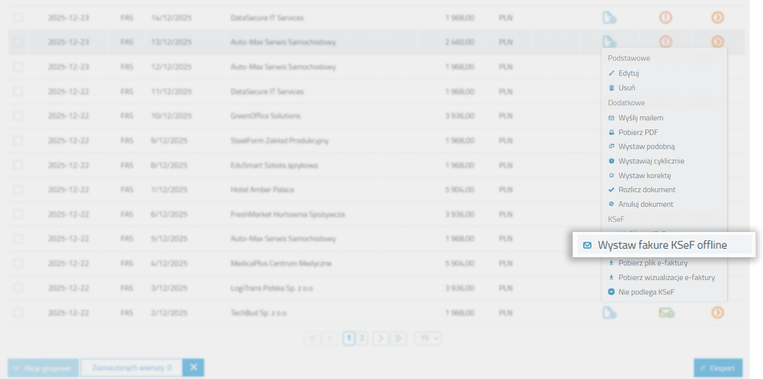 Wystawianie faktur w KSeF Offline