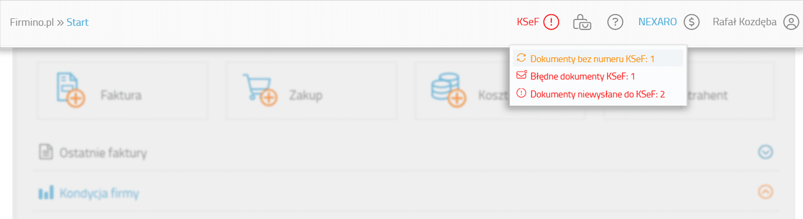 Powiadomienie o ważnych akcjach dot. KSeF