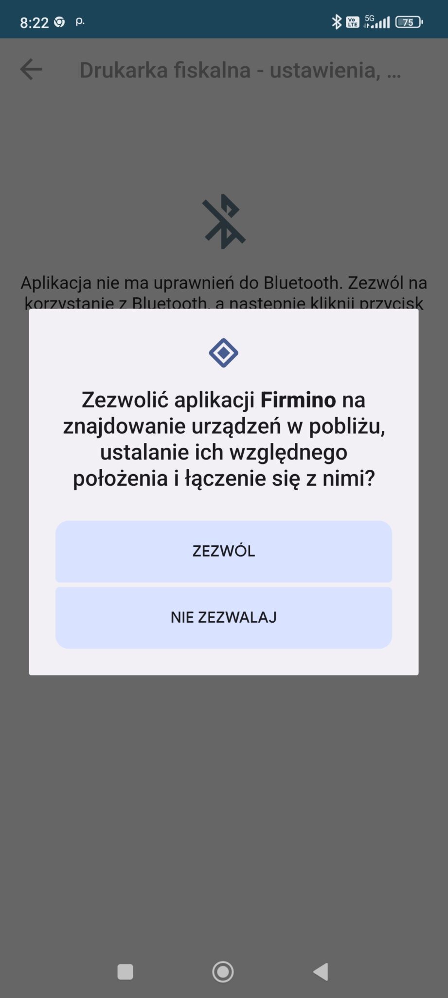 Streamsoft Firmino Mobile - uprawnienia bluetooth