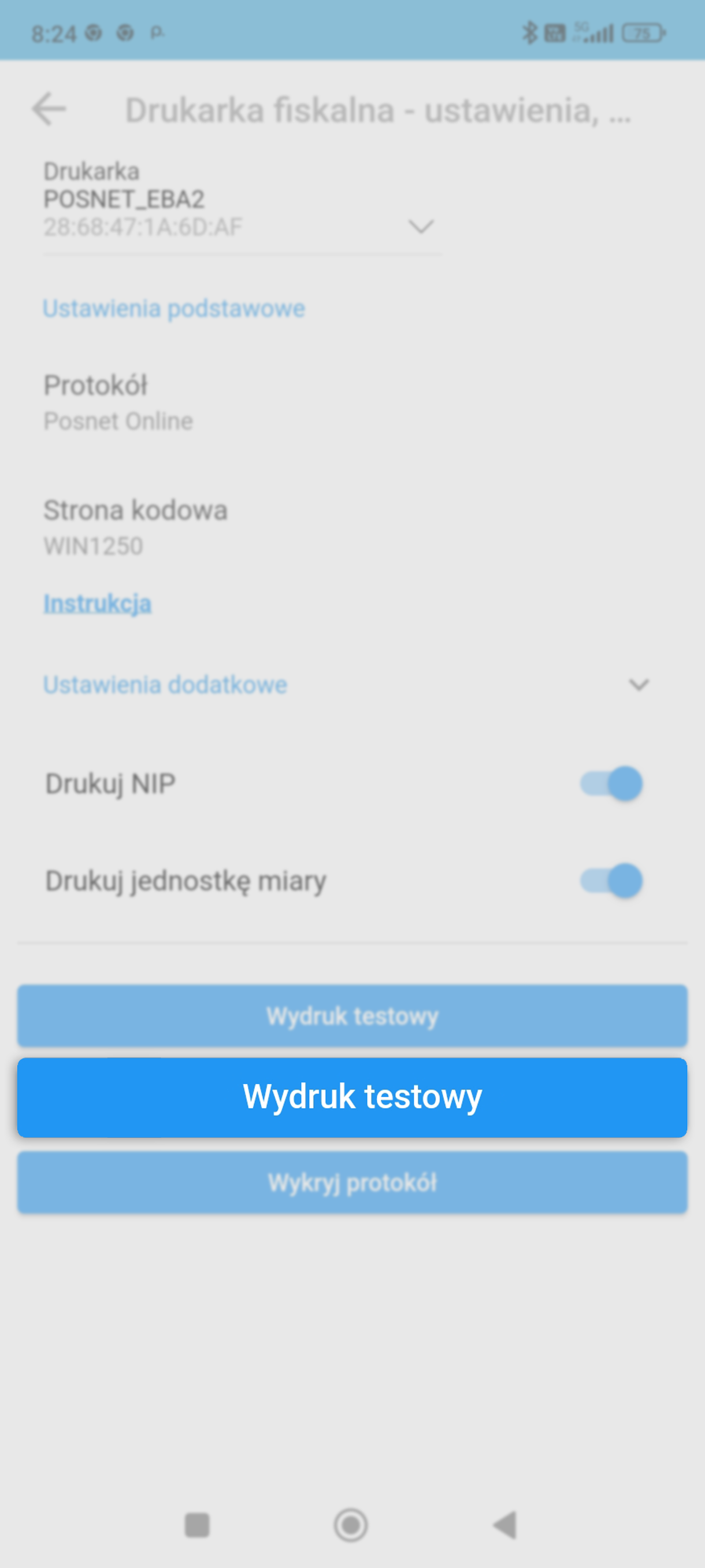 Streamsoft Firmino Mobile - wydruk testowy