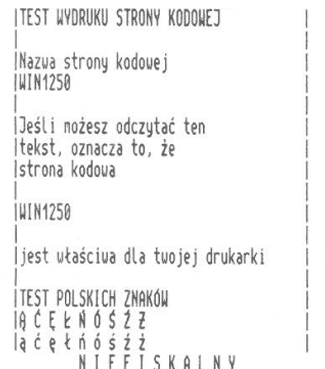 Podgląd wydruku testowego