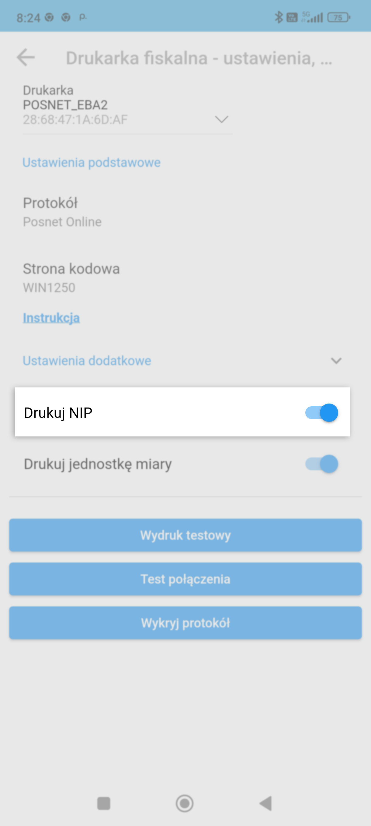 Drukuj NIP na paragonie