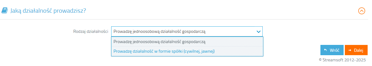 wybór rodzaju działalności gospodarczej