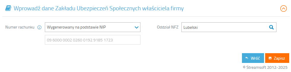Uruchomienie modułu Księgowego - dane ZUS właściciela firmy