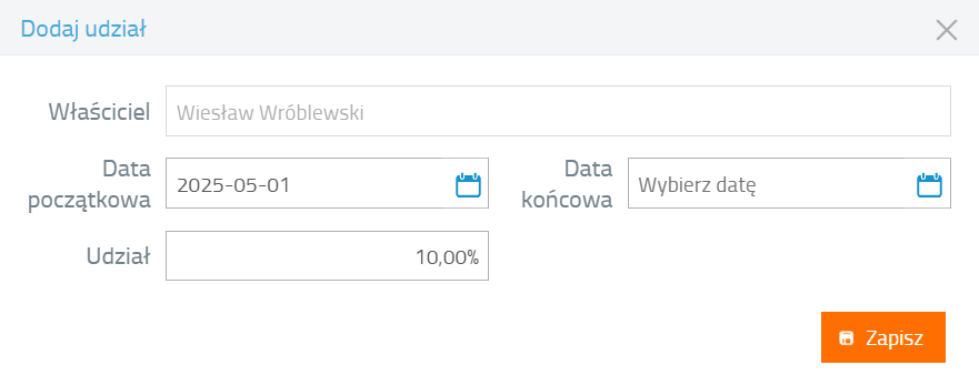 Nowy udziałowiec