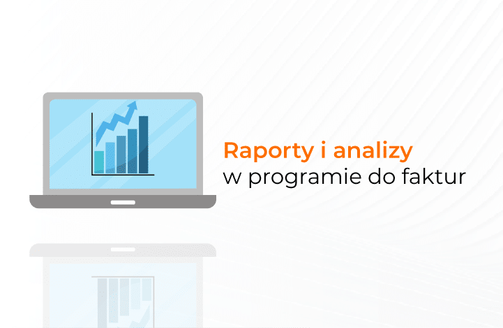 Ikona laptopa i wykresu, symbolizująca raporty i analizy w programie do faktur