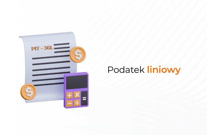 Ikona dokumentu i kalkulatora symbolizująca wyliczenie podatku liniowego