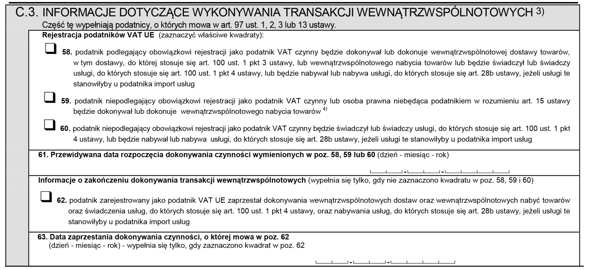 Sekcja C3 formularza VAT-R (wer. 13)