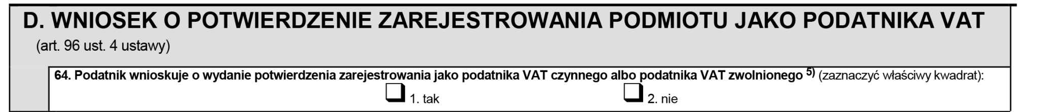 Sekcja D formularza VAT-R (wer. 13)