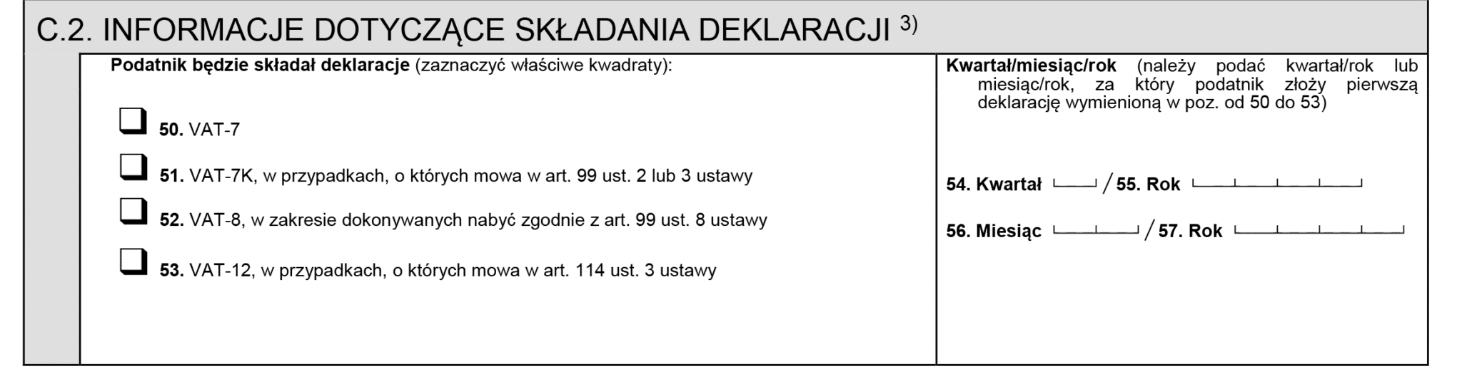 Sekcja C2 formularza VAT-R (wer. 13)