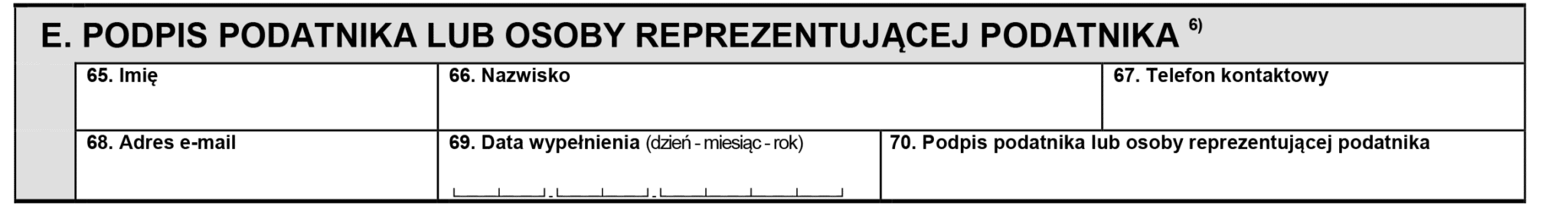 Sekcja E formularza VAT-R (wer. 13)