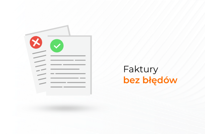 Ikony dwóch dokumentów, symbolizujące poprawnie i błędnie wystawioną fakturę