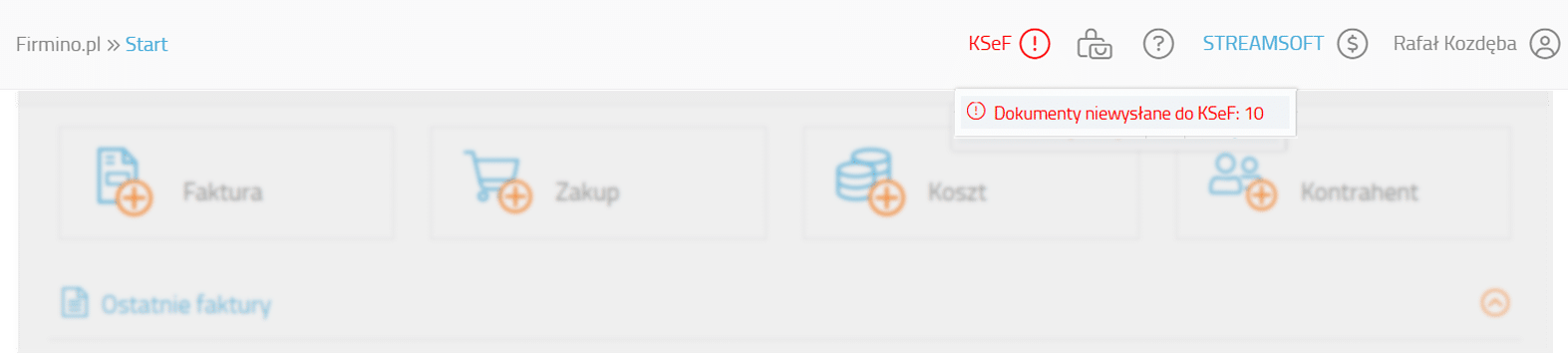 Powiadomienie o nie wysłanych fakturach do KSeF