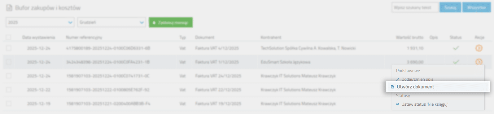 Opcja utw&oacute;rz dokument w buforze KSeF