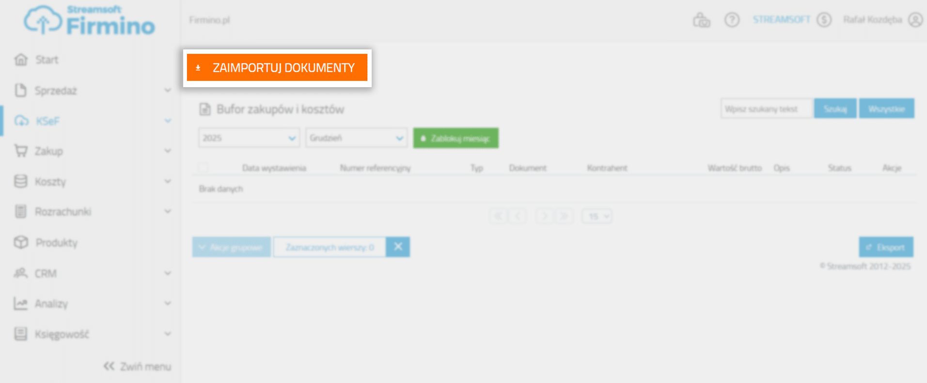 Importowanie faktur z KSeF