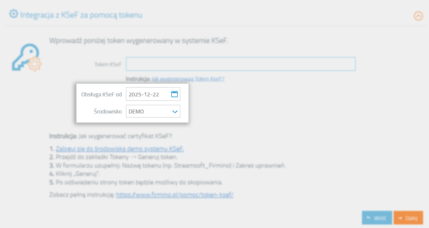 Środowisko i data wysyłania do KSeF