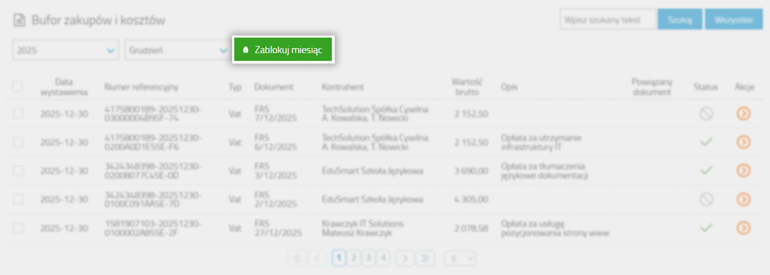 Akcja zablokuj dokumenty