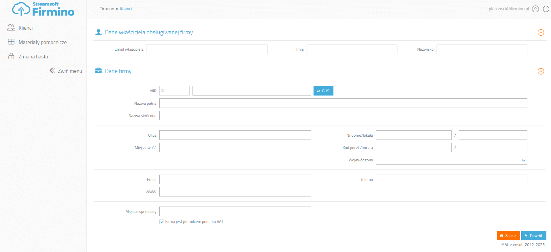 Dodawanie klient&oacute;w w panelu Biura Rachunkowego