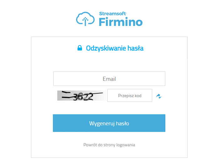 Odzyskiwanie hasła w panelu Biura Rachunkowego Streamsoft Firmino