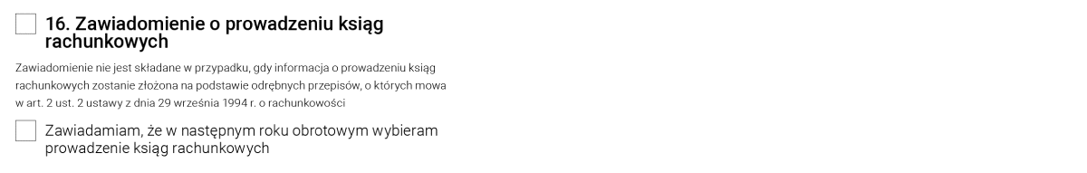 Formularz CEIDG-1 - sekcja nr. 16