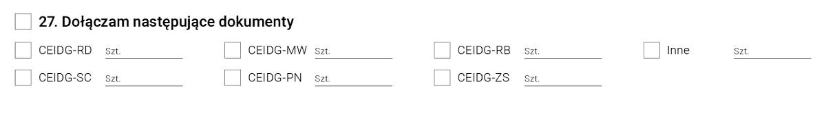 Formularz CEIDG-1 - sekcja nr. 27