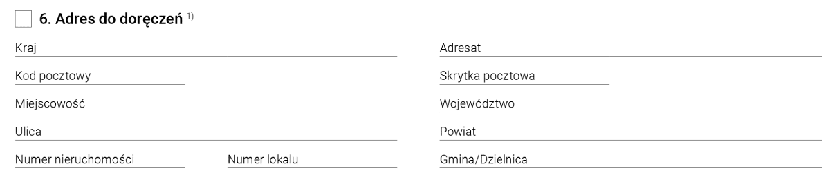 Formularz CEIDG-1 - sekcja nr. 6